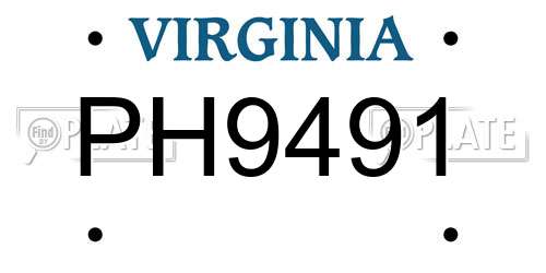 PH9491 Virginia License Plate