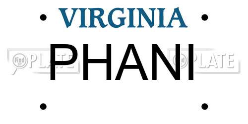 PHANI Virginia License Plate
