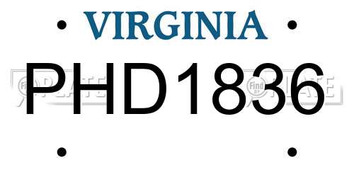 PHD1836 Virginia License Plate