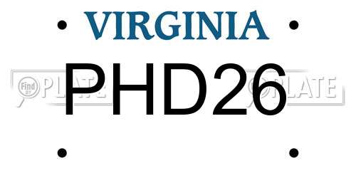 PHD26 Virginia License Plate