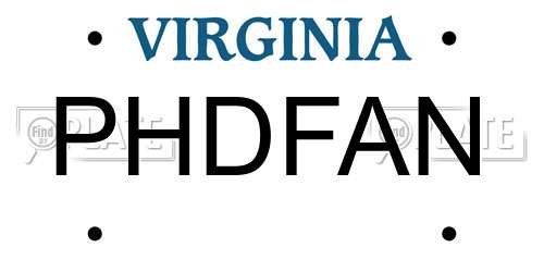 PHDFAN Virginia License Plate