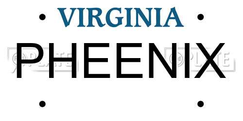 PHEENIX Virginia License Plate