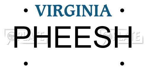 PHEESH Virginia License Plate