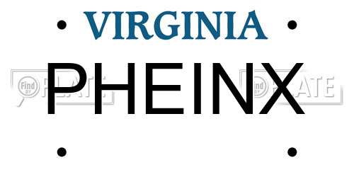 PHEINX Virginia License Plate