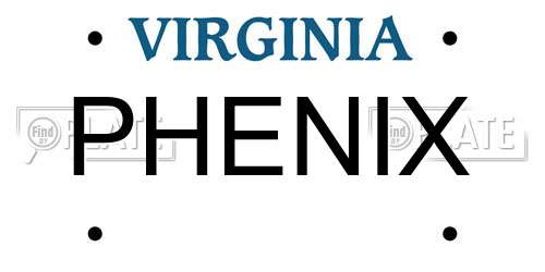PHENIX Virginia License Plate