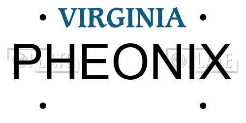 PHEONIX Virginia License Plate