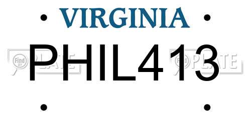 PHIL413 Virginia License Plate
