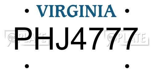PHJ4777 Virginia License Plate