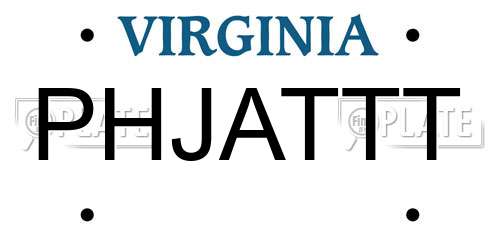 PHJATTT Virginia License Plate