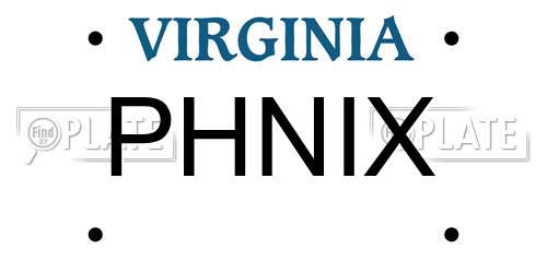 PHNIX Virginia License Plate