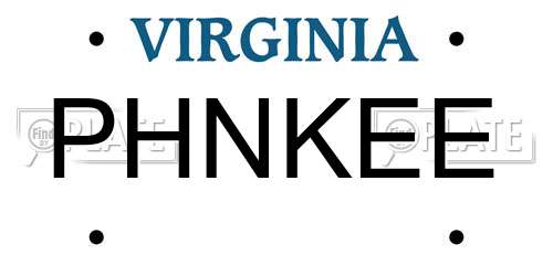 PHNKEE Virginia License Plate