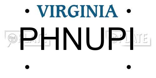 PHNUPI Virginia License Plate