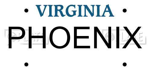 PHOENIX Virginia License Plate