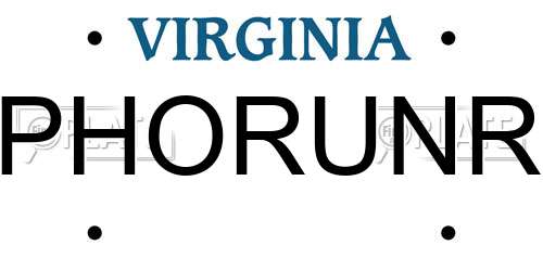 PHORUNR Virginia License Plate