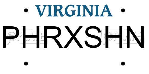 PHRXSHN Virginia License Plate