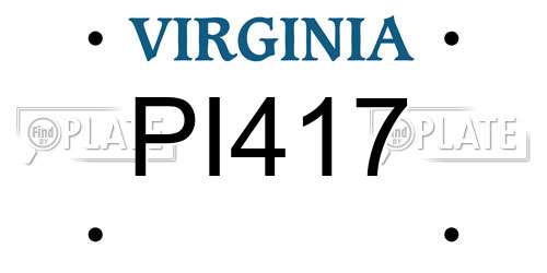 PI417 Virginia License Plate