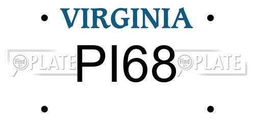 PI68 Virginia License Plate