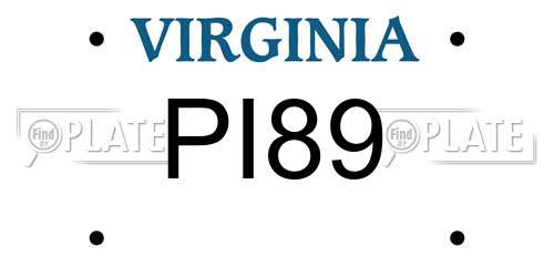 PI89 Virginia License Plate