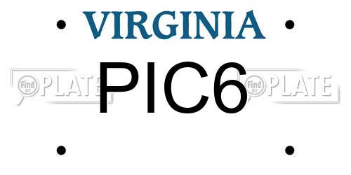 PIC6 Virginia License Plate