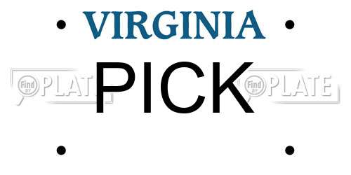 PICK Virginia License Plate