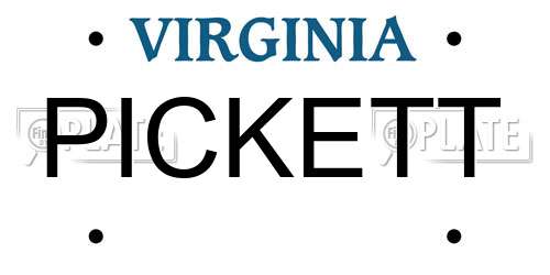 PICKETT Virginia License Plate