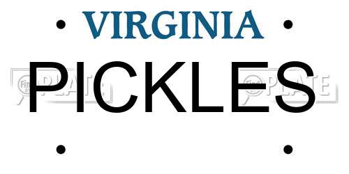 PICKLES Virginia License Plate
