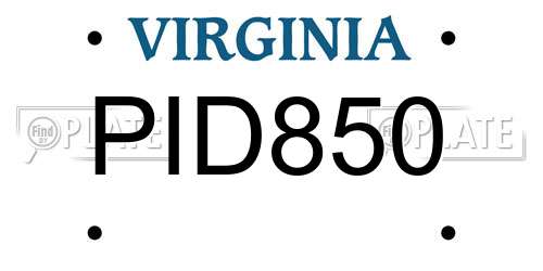 PID850 Virginia License Plate