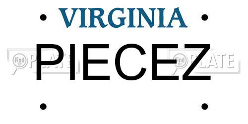 PIECEZ Virginia License Plate