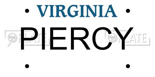PIERCY Virginia License Plate