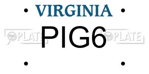 PIG6 Virginia License Plate