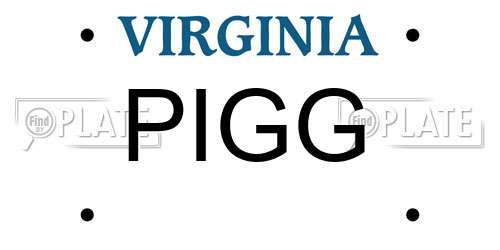 PIGG Virginia License Plate