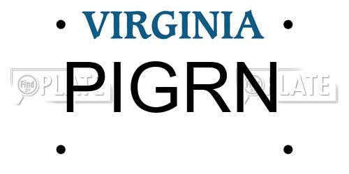 PIGRN Virginia License Plate