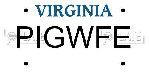 PIGWFE Virginia License Plate
