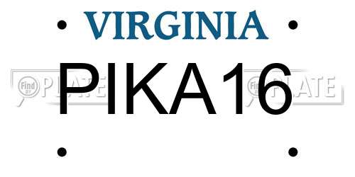 PIKA16 Virginia License Plate
