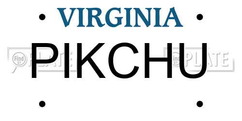 PIKCHU Virginia License Plate
