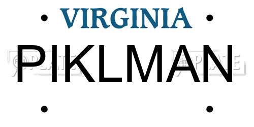 PIKLMAN Virginia License Plate