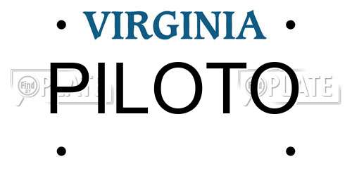 PILOTO Virginia License Plate