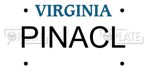 PINACL Virginia License Plate