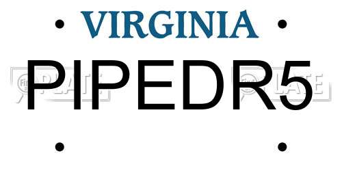 PIPEDR5 Virginia License Plate
