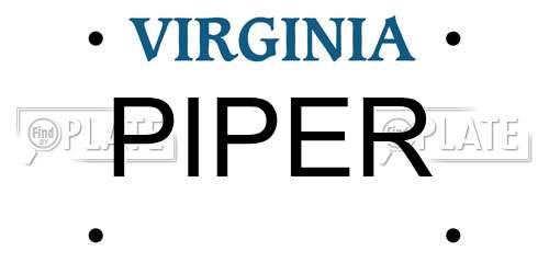 PIPER Virginia License Plate