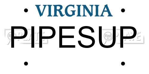 PIPESUP Virginia License Plate