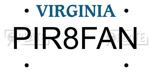 PIR8FAN Virginia License Plate