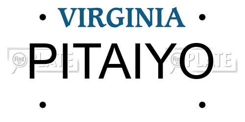 PITAIYO Virginia License Plate