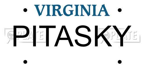 PITASKY Virginia License Plate