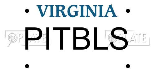 PITBLS Virginia License Plate
