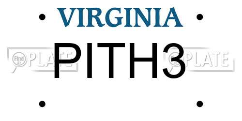 PITH3 Virginia License Plate