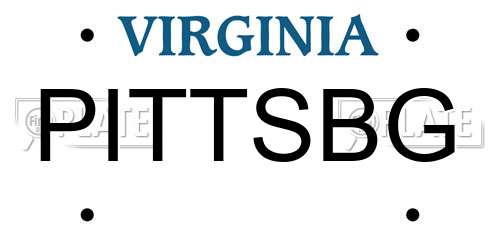 PITTSBG Virginia License Plate