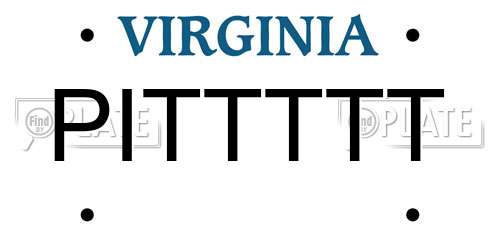 PITTTTT Virginia License Plate