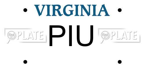 PIU Virginia License Plate