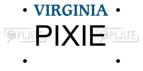 PIXIE Virginia License Plate